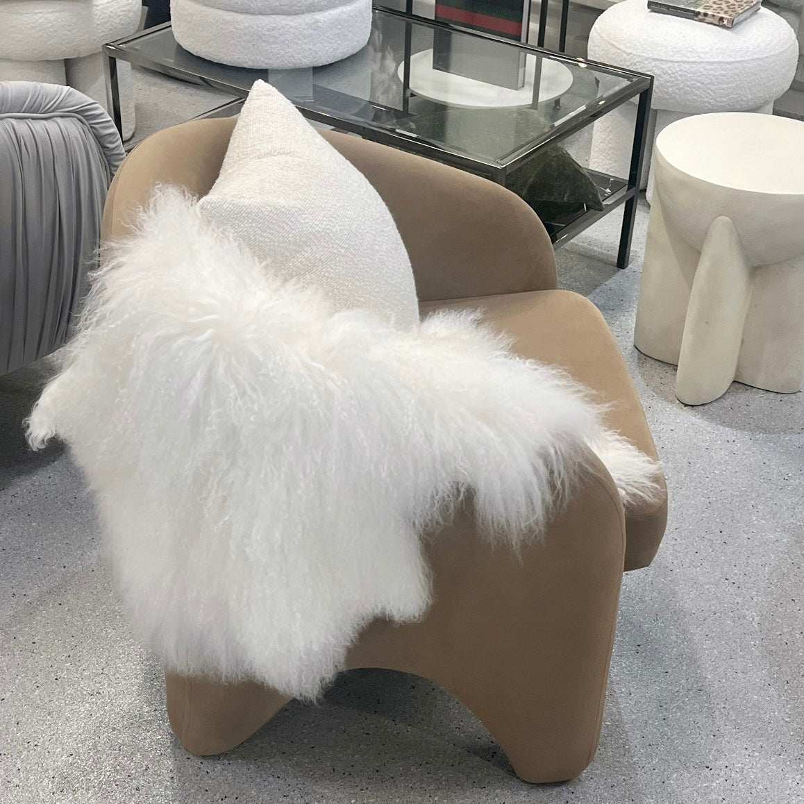 Nova Sculptural Accent Chair – Velvet Chocolate Armchair with Curved Modern Form