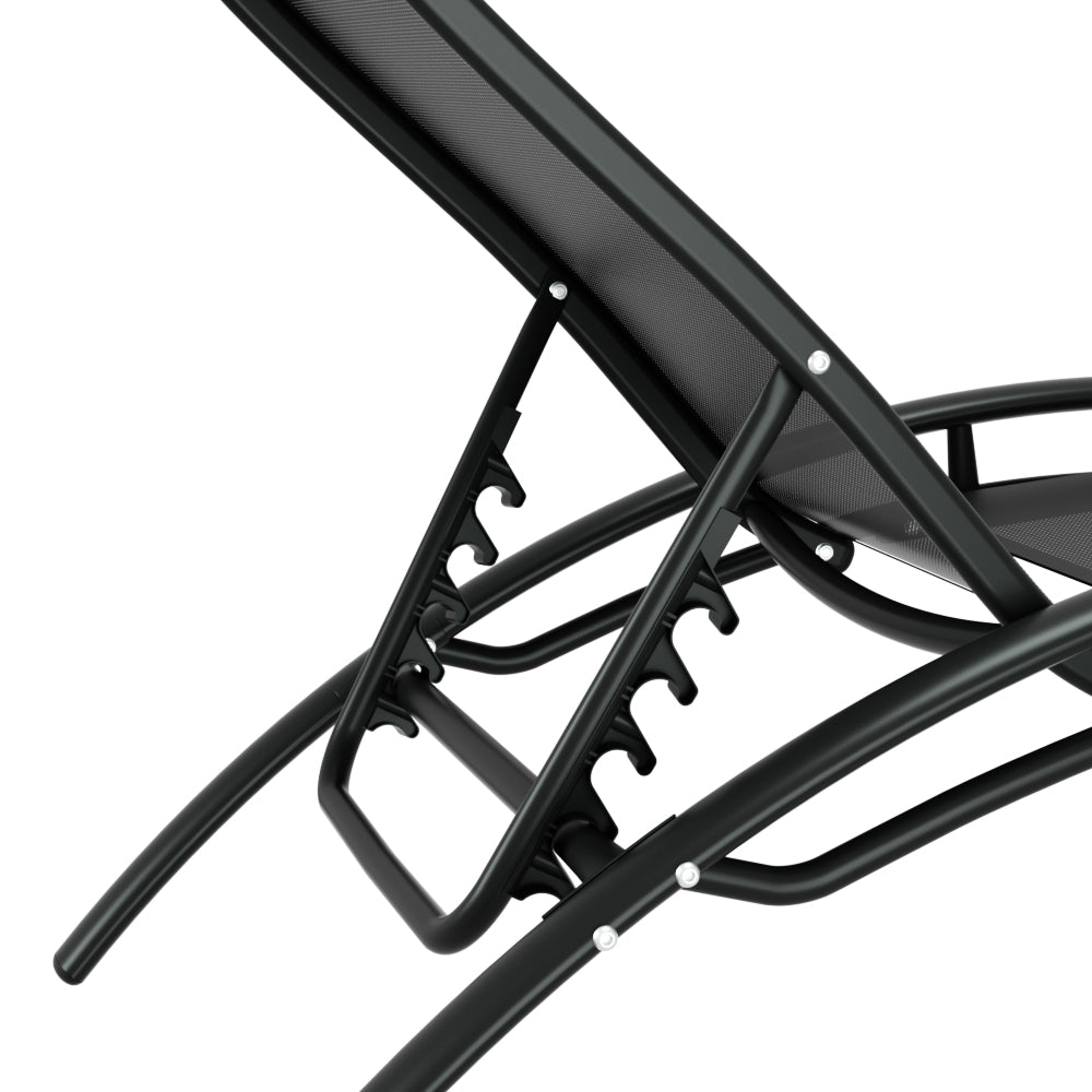 Axis 3PC Sun Lounge Outdoor Lounger Steel Table Chairs Patio Furniture Garden