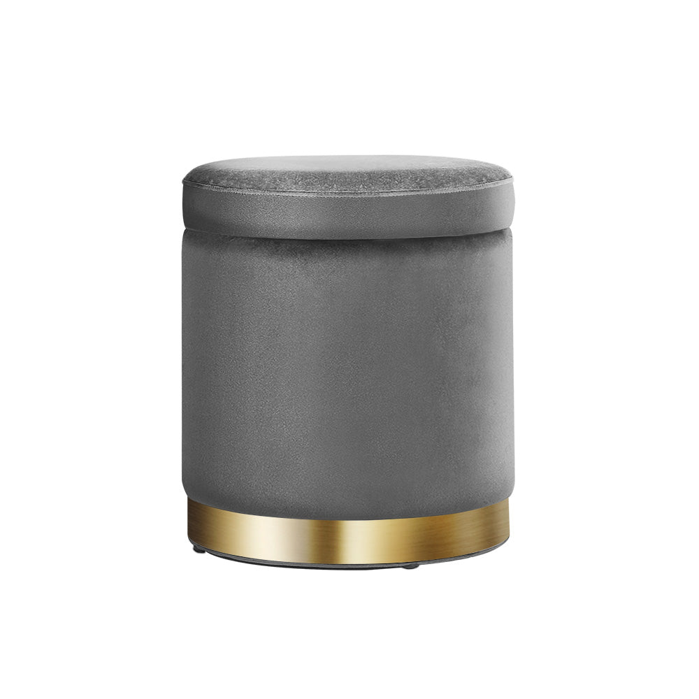 Gia Velvet Storage Ottoman – Charcoal Grey Tufted Footstool with Storage – modern ottoman or footstool by Interior Ave