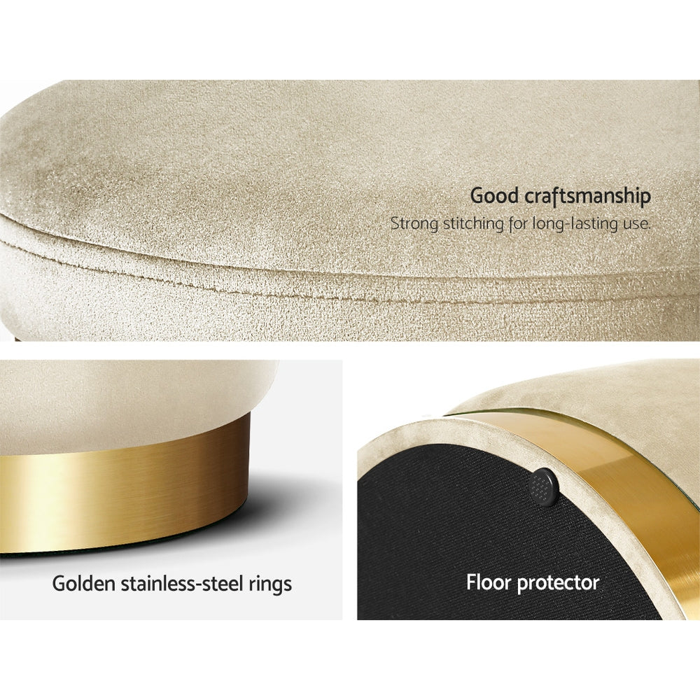 Gia Velvet Storage Ottoman – Cream Tufted Footstool with Storage – modern ottoman or footstool by Interior Ave