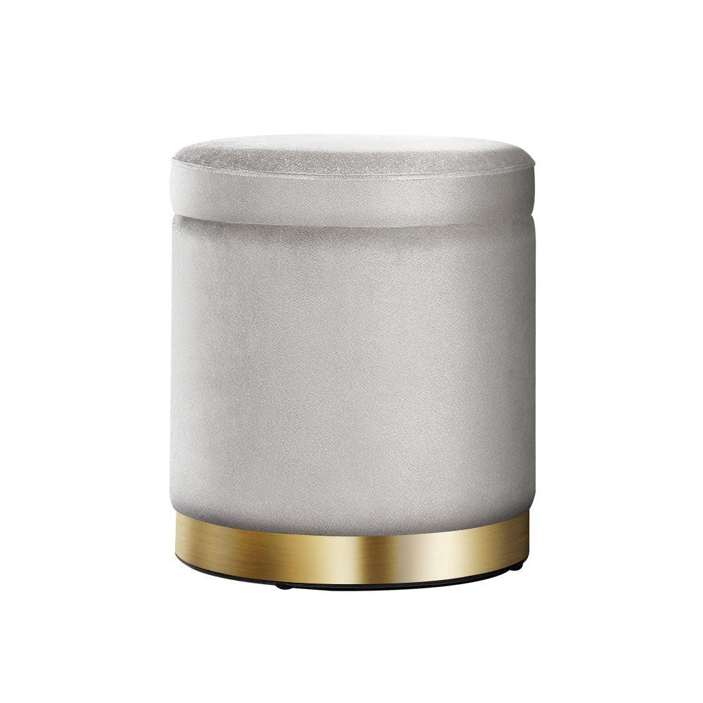 Gia Velvet Storage Ottoman – Light Grey Tufted Footstool with Storage – modern ottoman or footstool by Interior Ave