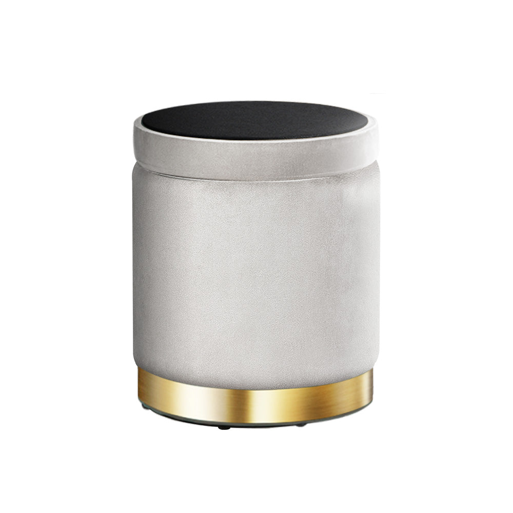 Gia Velvet Storage Ottoman – Light Grey Tufted Footstool with Storage – modern ottoman or footstool by Interior Ave