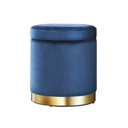 Gia Velvet Storage Ottoman – Navy Blue Tufted Footstool with Storage – modern ottoman or footstool by Interior Ave