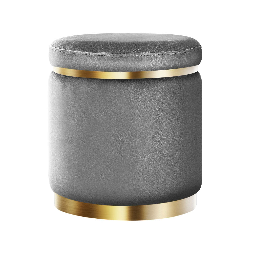 Gia Velvet Ottoman – Charcoal Grey Round Tufted Footstool – modern ottoman or footstool by Interior Ave