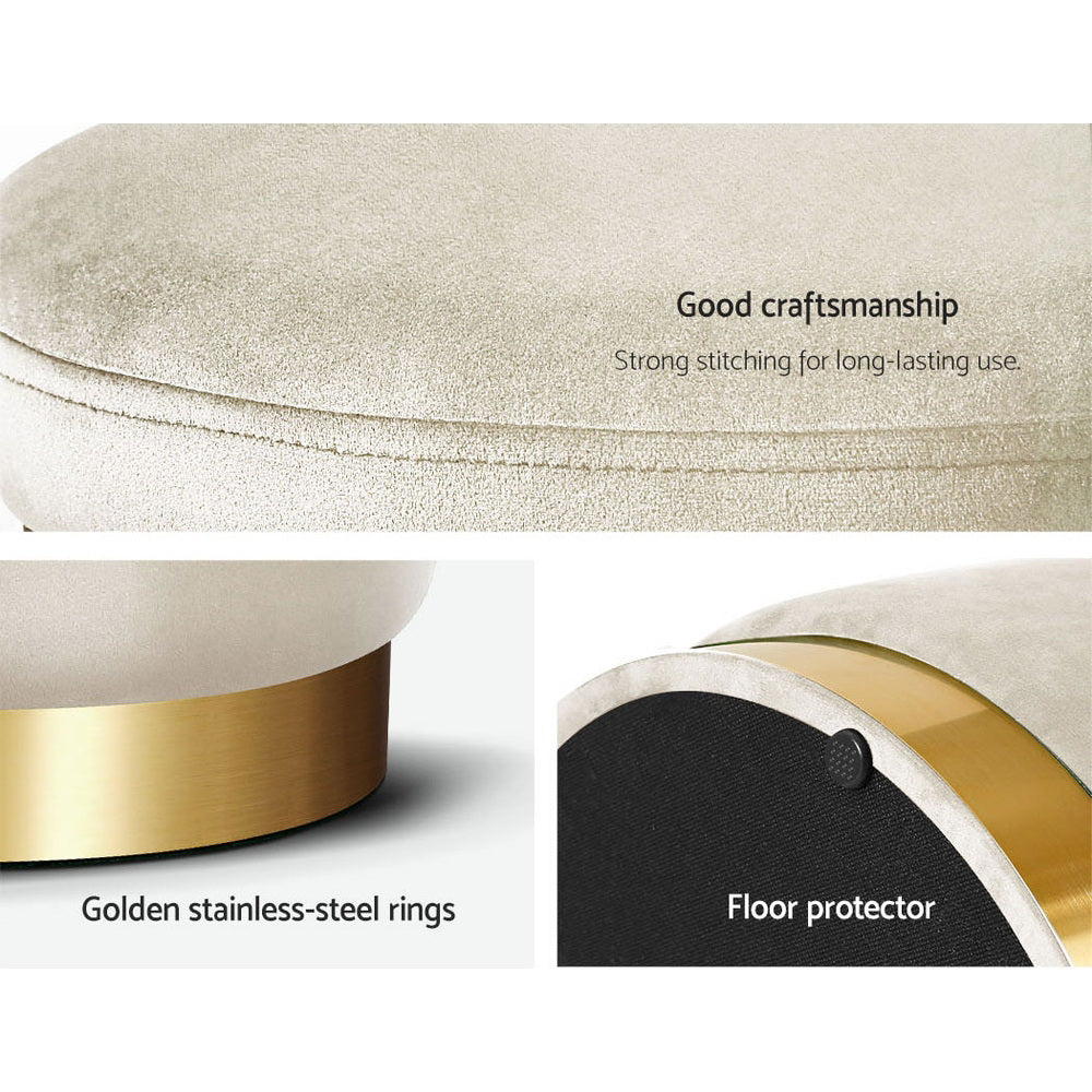 Gia Velvet Ottoman – Cream Round Tufted Footstool – modern ottoman or footstool by Interior Ave