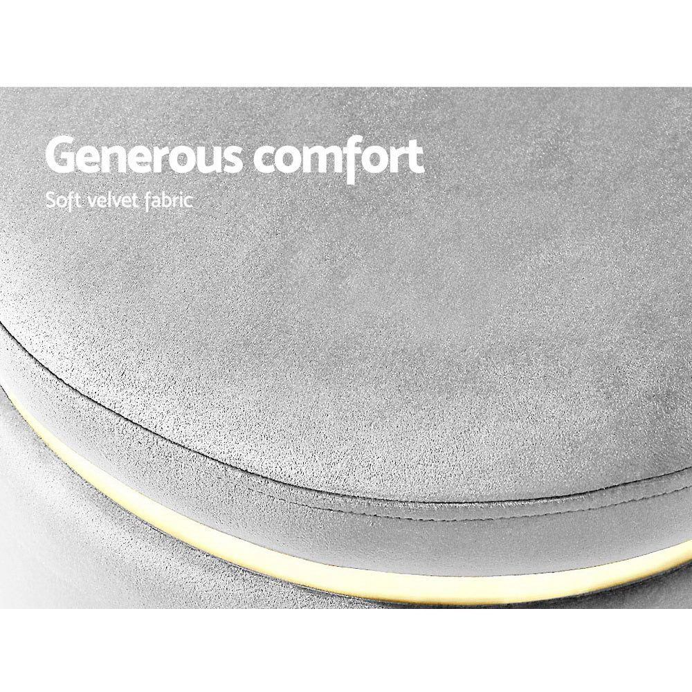 Gia Velvet Ottoman – Light Grey Round Tufted Footstool – modern ottoman or footstool by Interior Ave