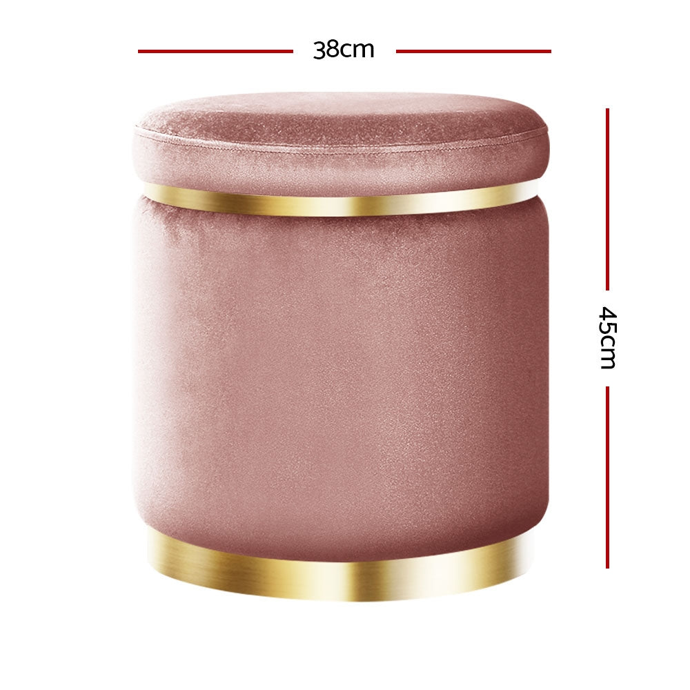 Gia Velvet Ottoman – Pink Round Tufted Footstool – modern ottoman or footstool by Interior Ave
