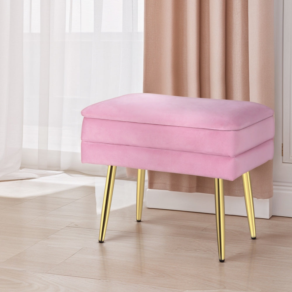Lilly Velvet Storage Ottoman - Pink – modern ottoman or footstool by Interior Ave