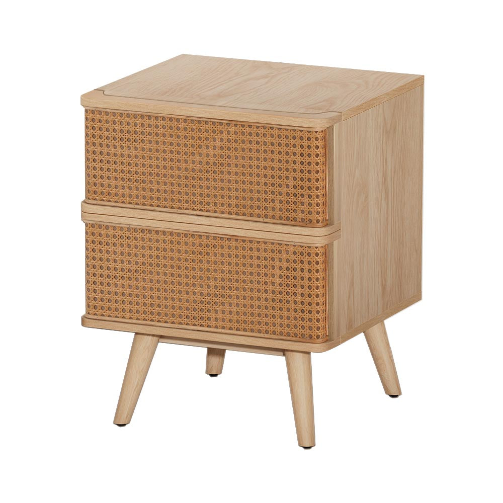 Nala Rattan Bedside - Oak – premium furniture by Interior Ave