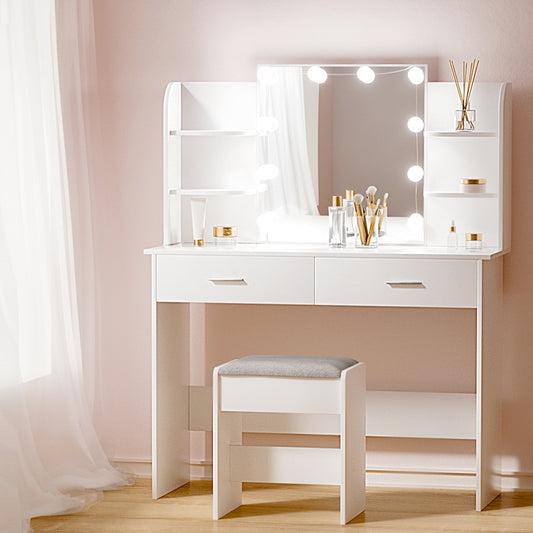 Serenity Dressing Table Set with Makeup Mirror - White – Designer mirror by Interior Ave