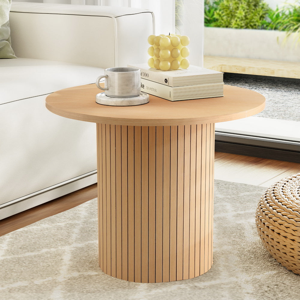 Raven Round Fluted Coffee / Side Table - Natural – premium furniture by Interior Ave