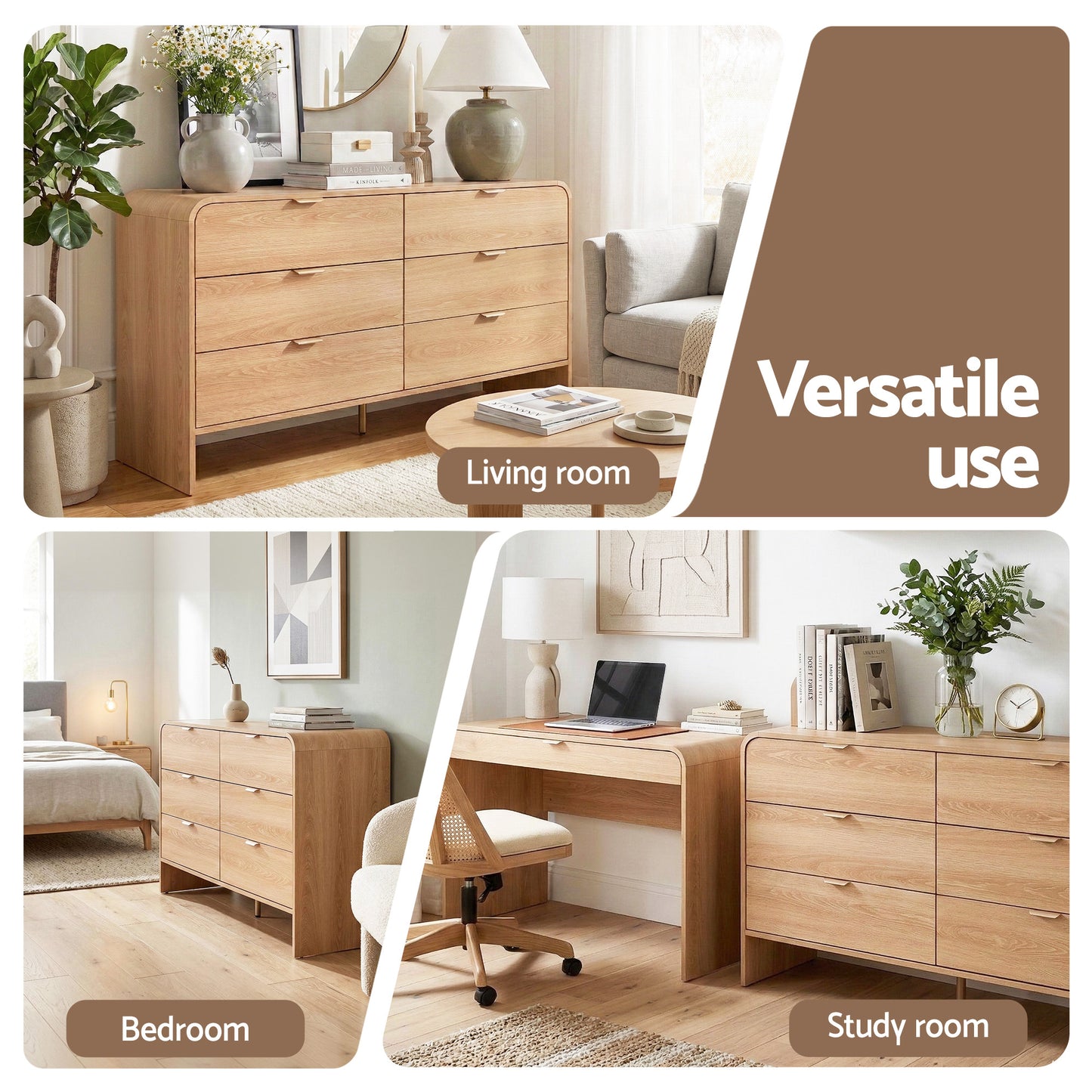 Ashbury 6 Drawer Dresser – Natural Pine