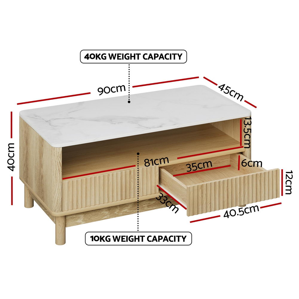 Blanc Fluted Coffee Table – Natural Pine & White