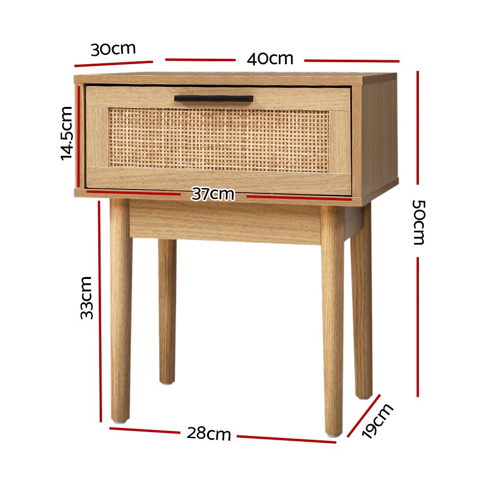 Rattan Bedside Table - Natural