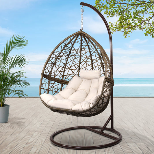 Egg Swing Chair Wicker Rattan - Latte