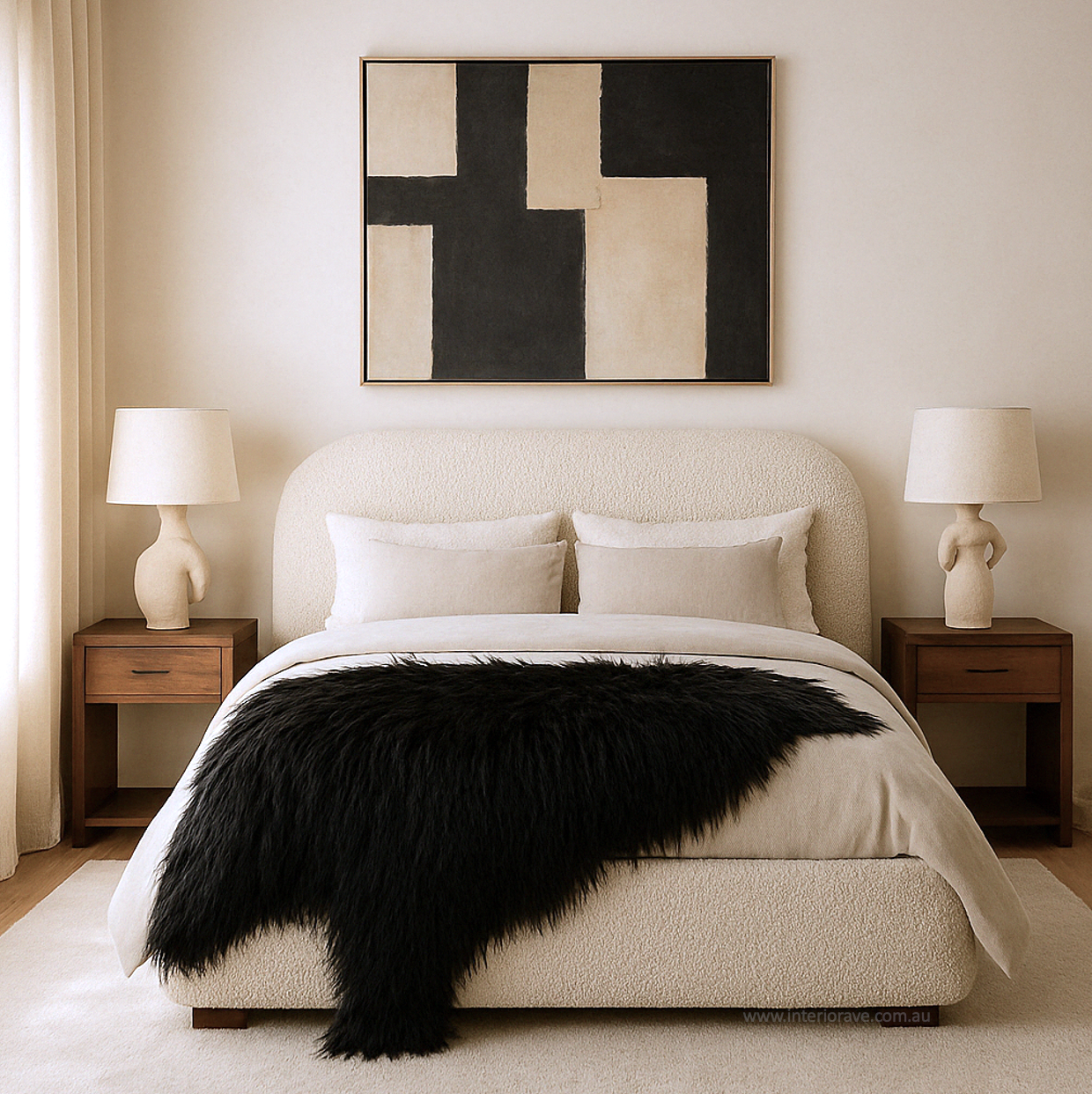 Mongolian Sheepskin Fur / Throw - Black 160cm – premium furniture by Interior Ave