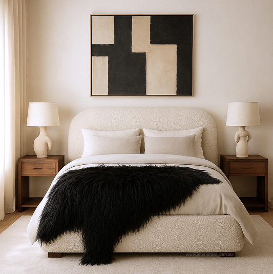 Mongolian Sheepskin Fur / Throw - Black 160cm – premium furniture by Interior Ave