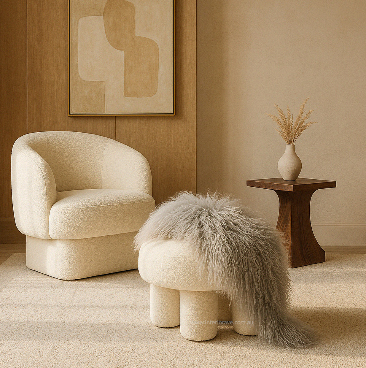 Mongolian Sheepskin Fur / Throw - Grey Snow 90cm – premium furniture by Interior Ave