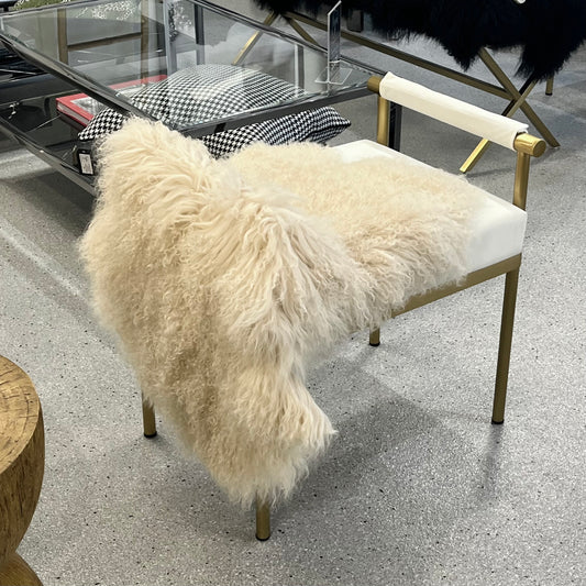 Mongolian Sheepskin Fur / Throw - Champagne 160cm