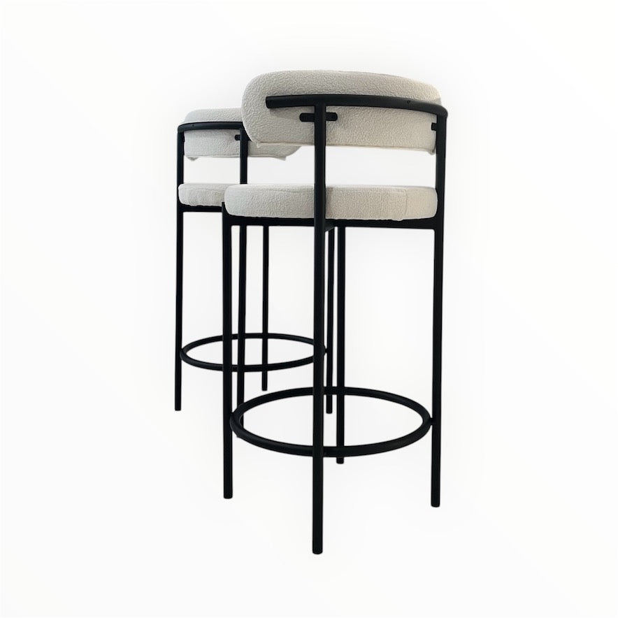 Onyx Round Bar Stool - White Boucle