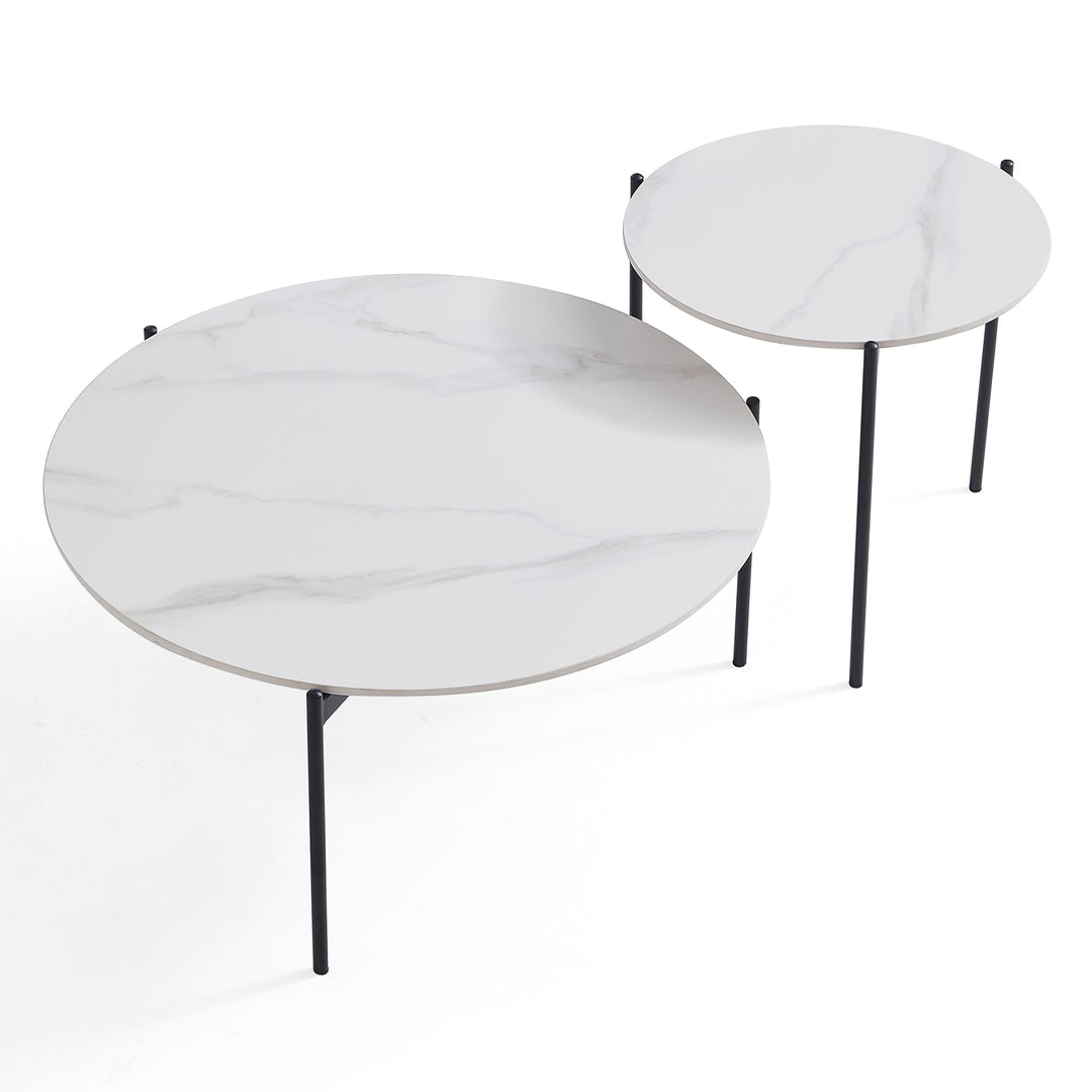 Bianco Nested Coffee Table Set - White Marble Stone – premium furniture by Interior Ave