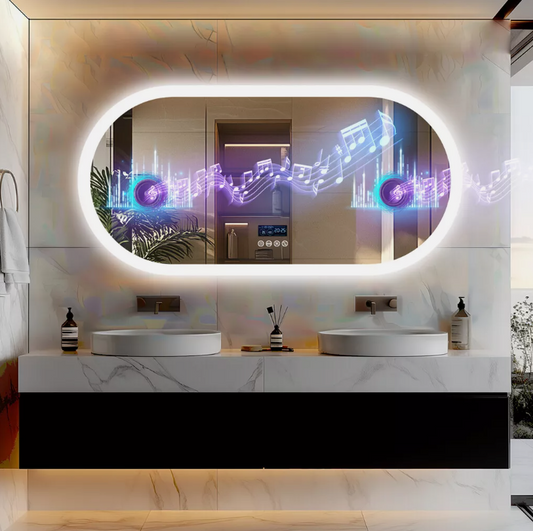 60 x 120cm Oval LED Bathroom Mirror - Bluetooth – LED illuminated bathroom mirror by Interior Ave