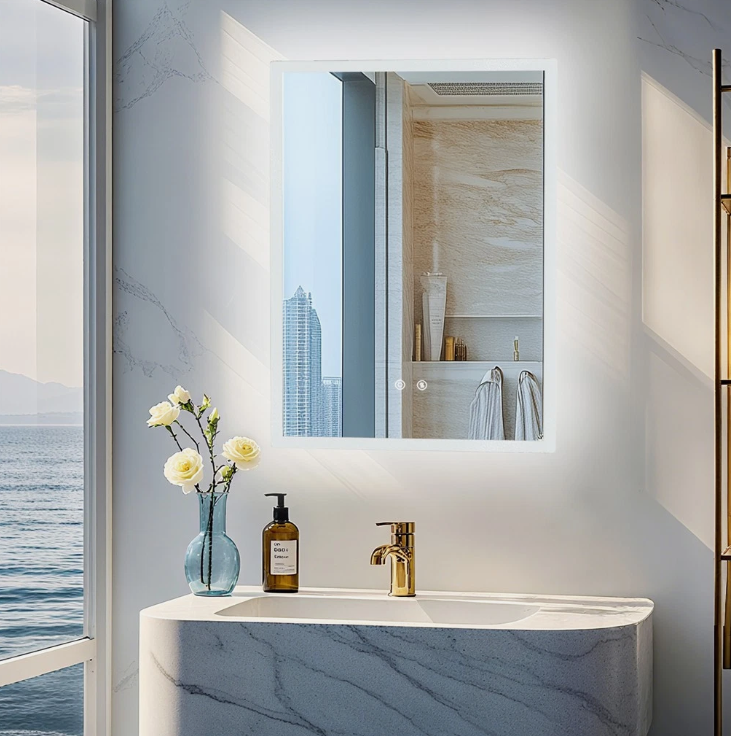 60 x 80cm Rectangle Frameless LED Bathroom Mirror – LED illuminated bathroom mirror by Interior Ave