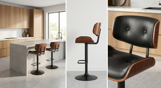 Jasper Walnut Kitchen Bar Stool - Black - Set of Two – modern bar stool by Interior Ave