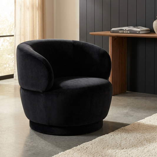 Luna Swivel Armchair - Black