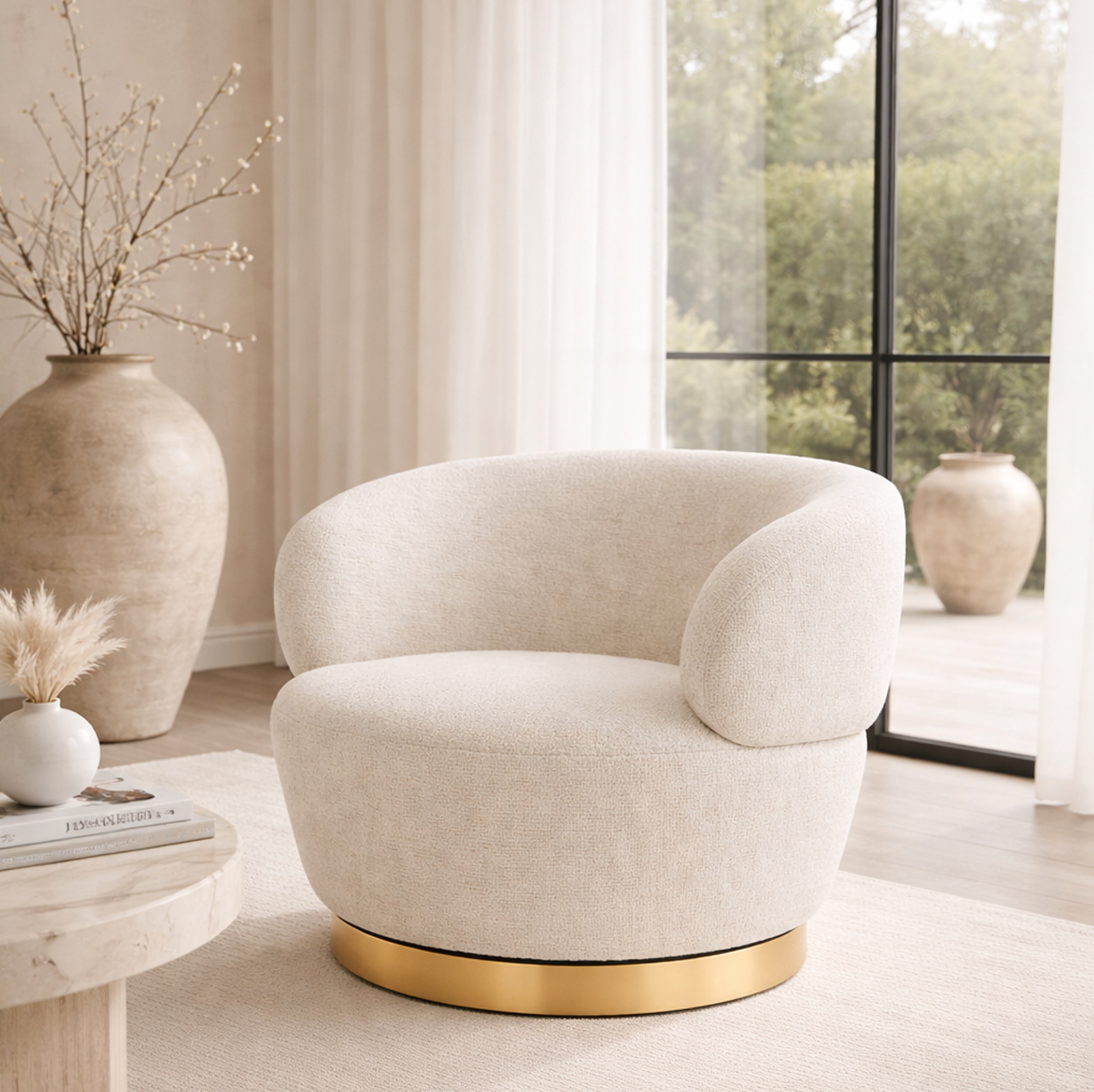 Luna Swivel Armchair - Vanilla Oat