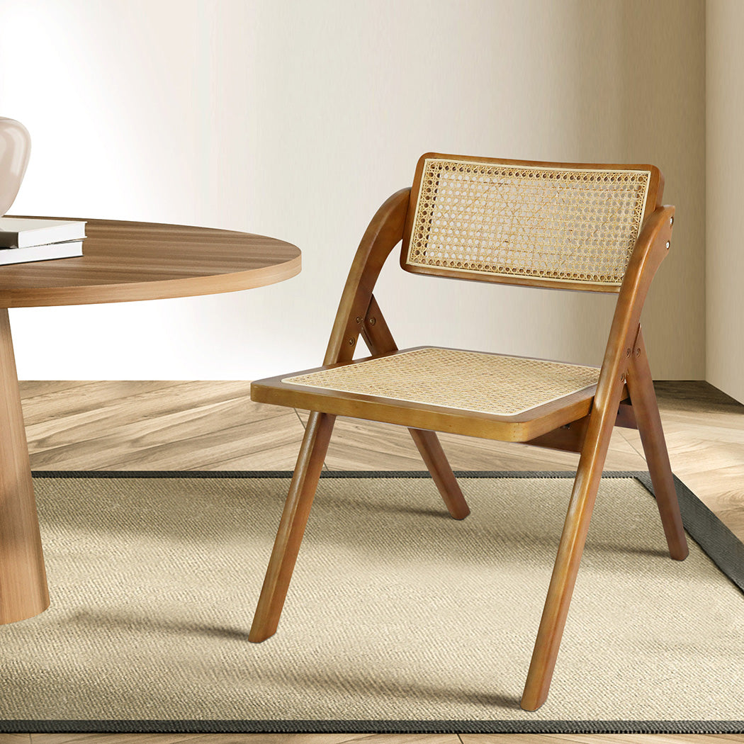 Eden Foldable Solid Wood Rattan Dining Chair - Walnut - Set of Two – luxury accent chair by Interior Ave