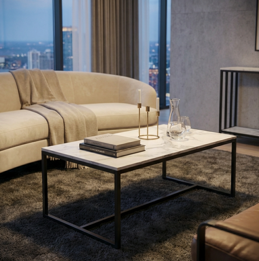 Monaco Coffee Table - White Marble Stone | Modern Coffee Table by Interior Ave