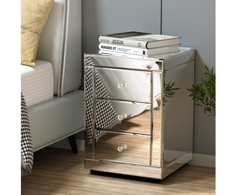 Crystal Mirrored Bedside Table