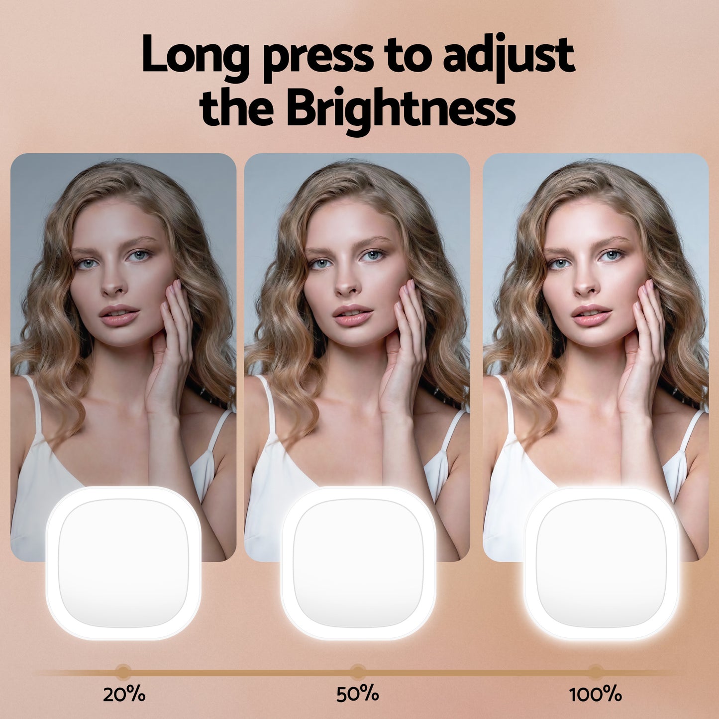 Aura LED Compact Mirror - White