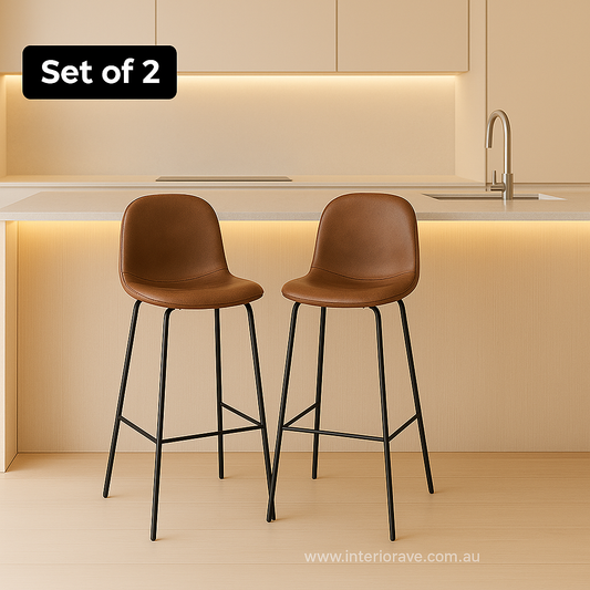 Marlo Bar Stool - Brown - Set of Two – modern bar stool by Interior Ave