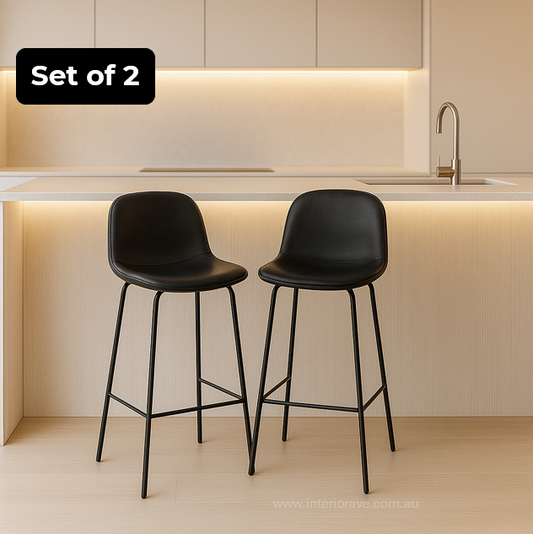 Black PU leather bar stool with steel frame – Marlo by Interior Ave