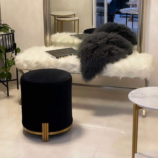 Apollo Velvet Ottoman - Black – modern ottoman or footstool by Interior Ave