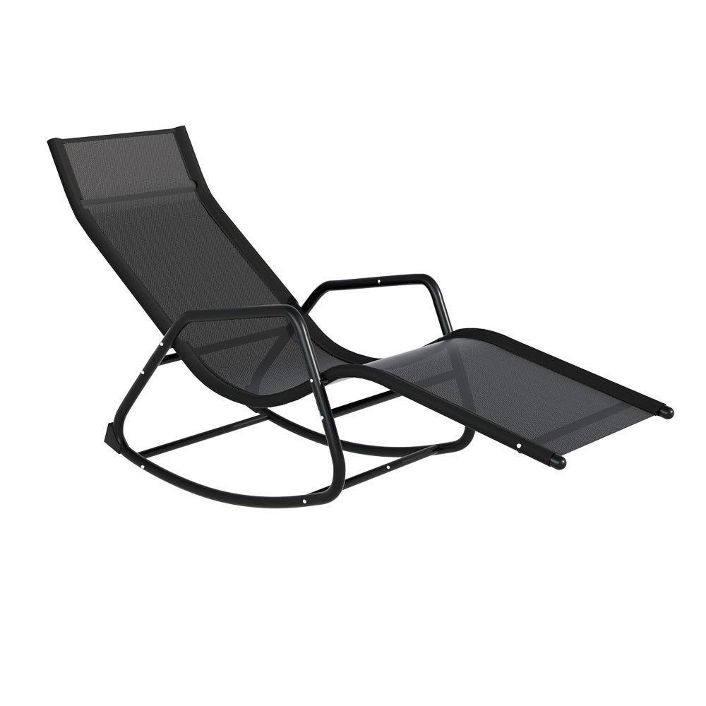 The breeze Sun Lounge Rocking Chair Outdoor Lounger Patio Furniture Pool Garden