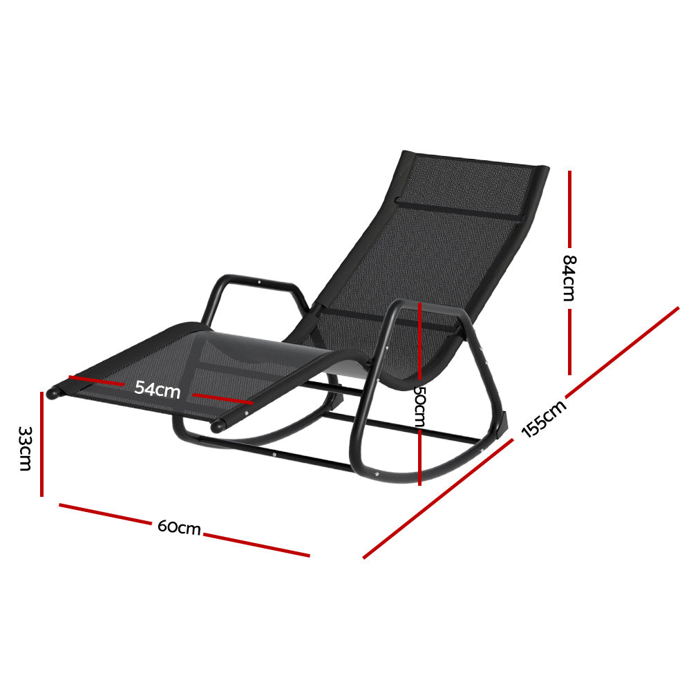 The breeze Sun Lounge Rocking Chair Outdoor Lounger Patio Furniture Pool Garden