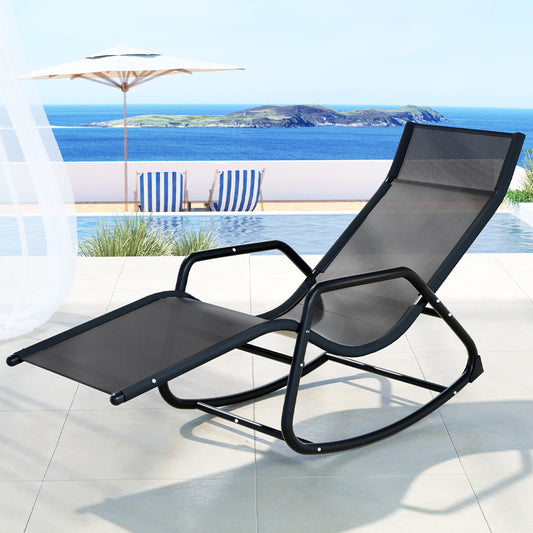 The breeze Sun Lounge Rocking Chair Outdoor Lounger Patio Furniture Pool Garden