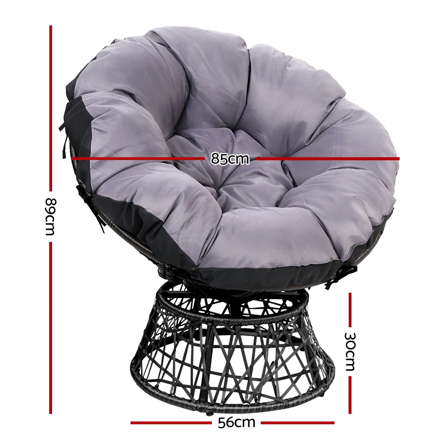 Papasan Chair Wicker Patio Garden - Black