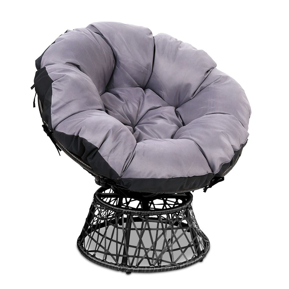 Papasan Chair Wicker Patio Garden - Black