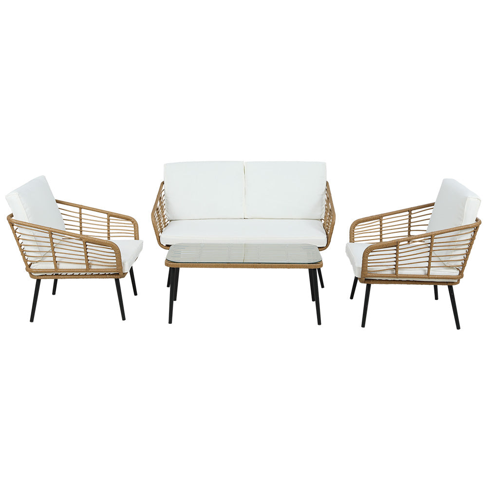 Echo Collection 4-Piece Outdoor Sofa Set Rattan Lounge Setting Table Chairs
