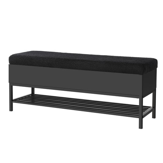 Roma Storage Ottoman Blanket Box 110cm - Black Boucle