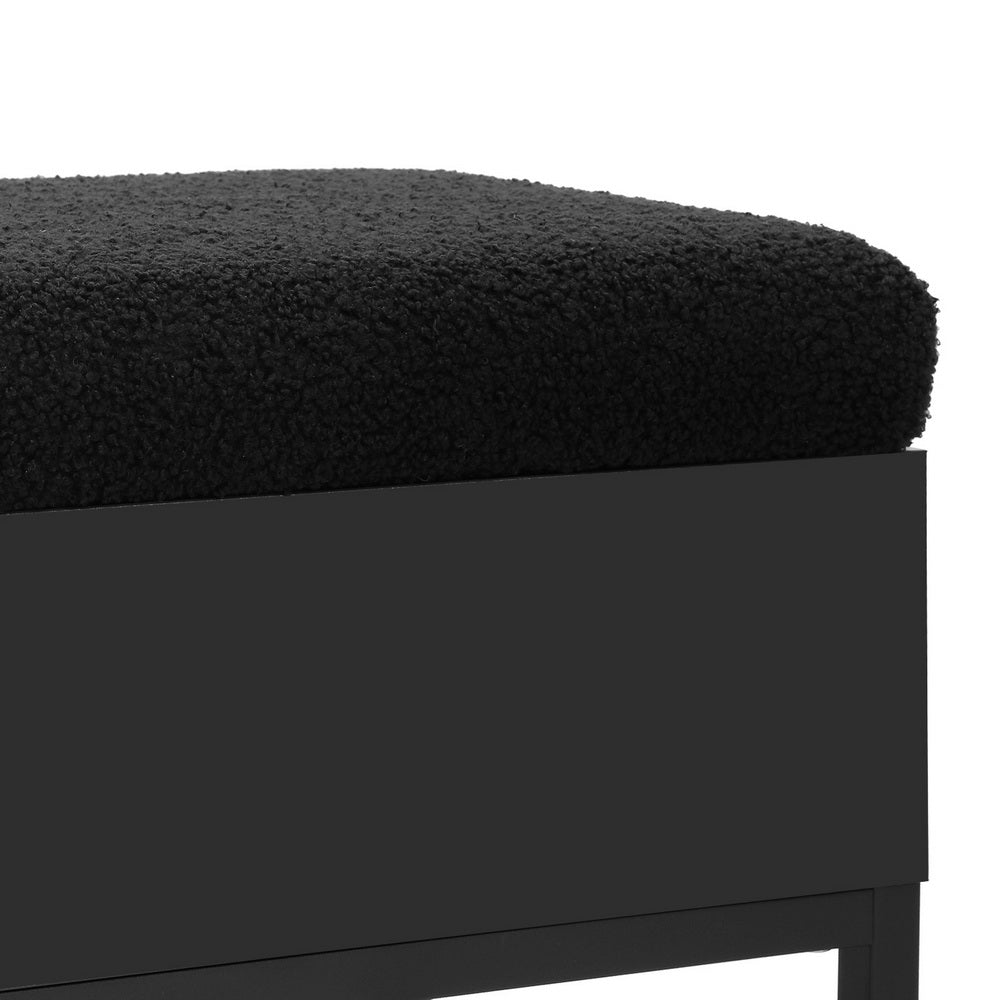 Roma Storage Ottoman Blanket Box 110cm - Black Boucle