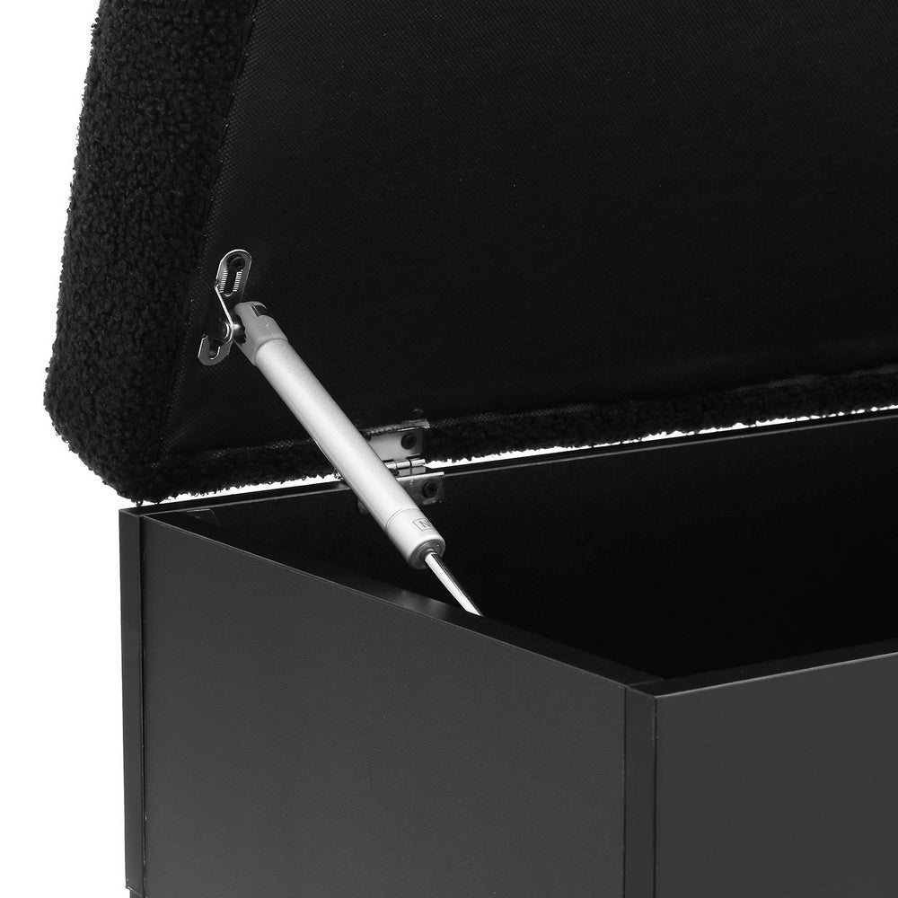 Roma Storage Ottoman Blanket Box 110cm - Black Boucle