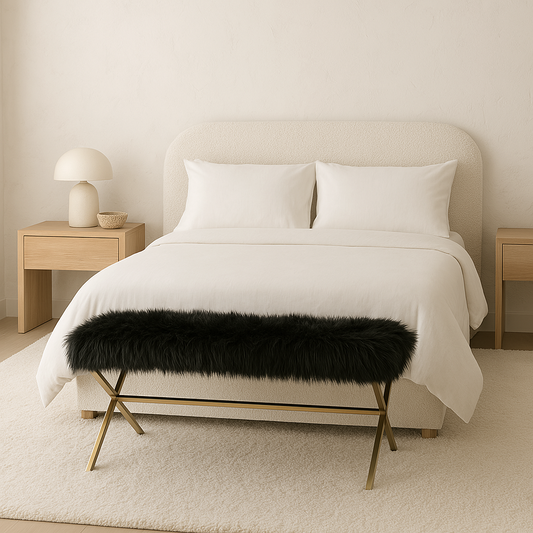 Oxley Fur Bench - Black – premium furniture by Interior Ave
