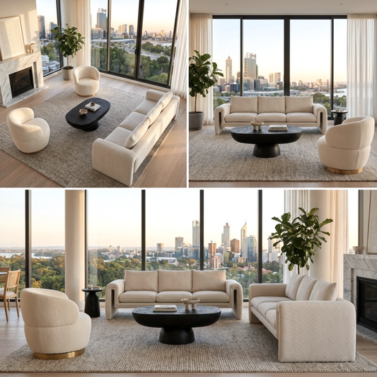 Peru 3 Seater Tweed Sofa - Natural