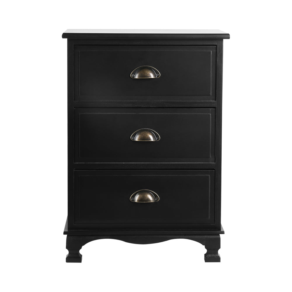 Freya Vintage Bedside Table - Black