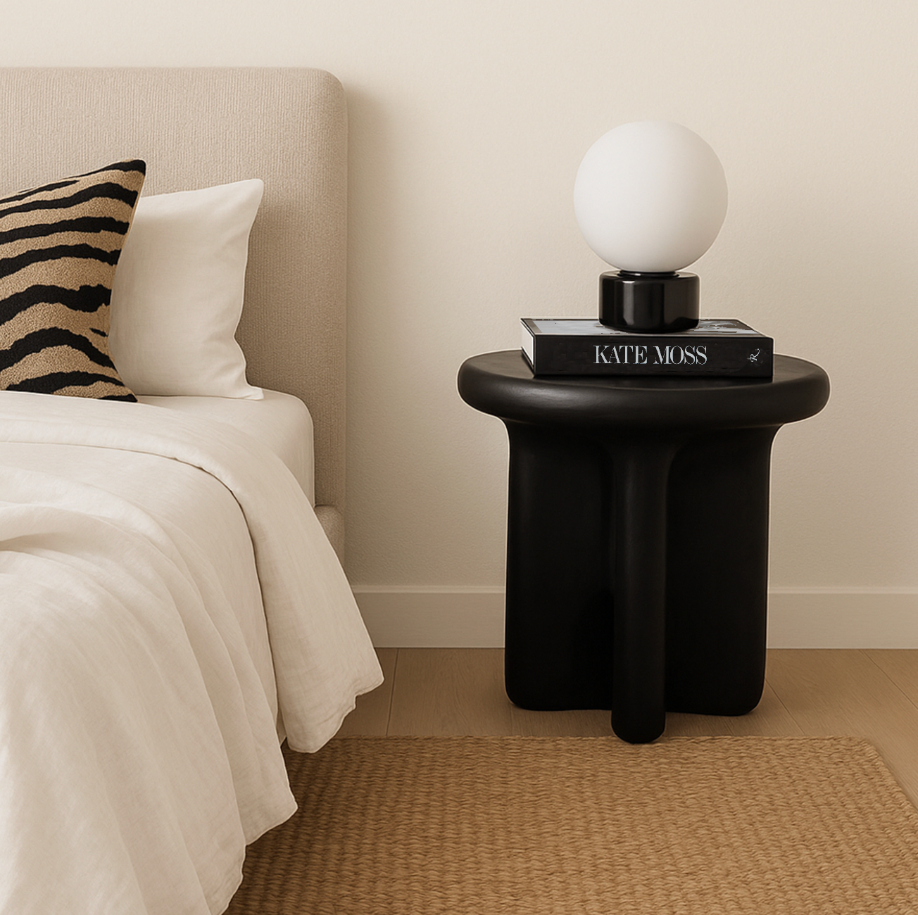Santorini Black Stone Side Table